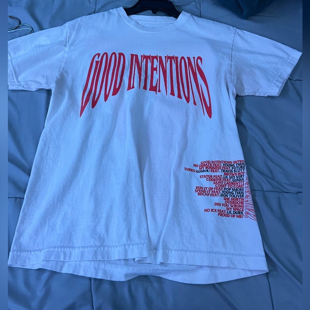 Vlone x Nav Good Intentions white shirt.
